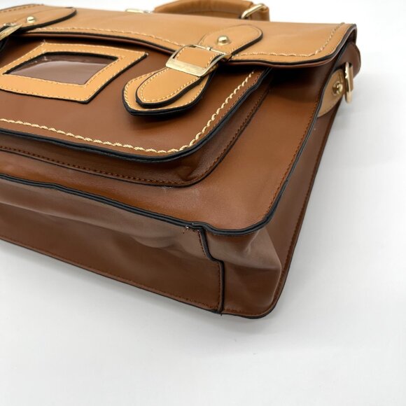 Move & Moda Brown Faux Leather Work Convertible Crossbody Briefcase - Picture 6 of 12